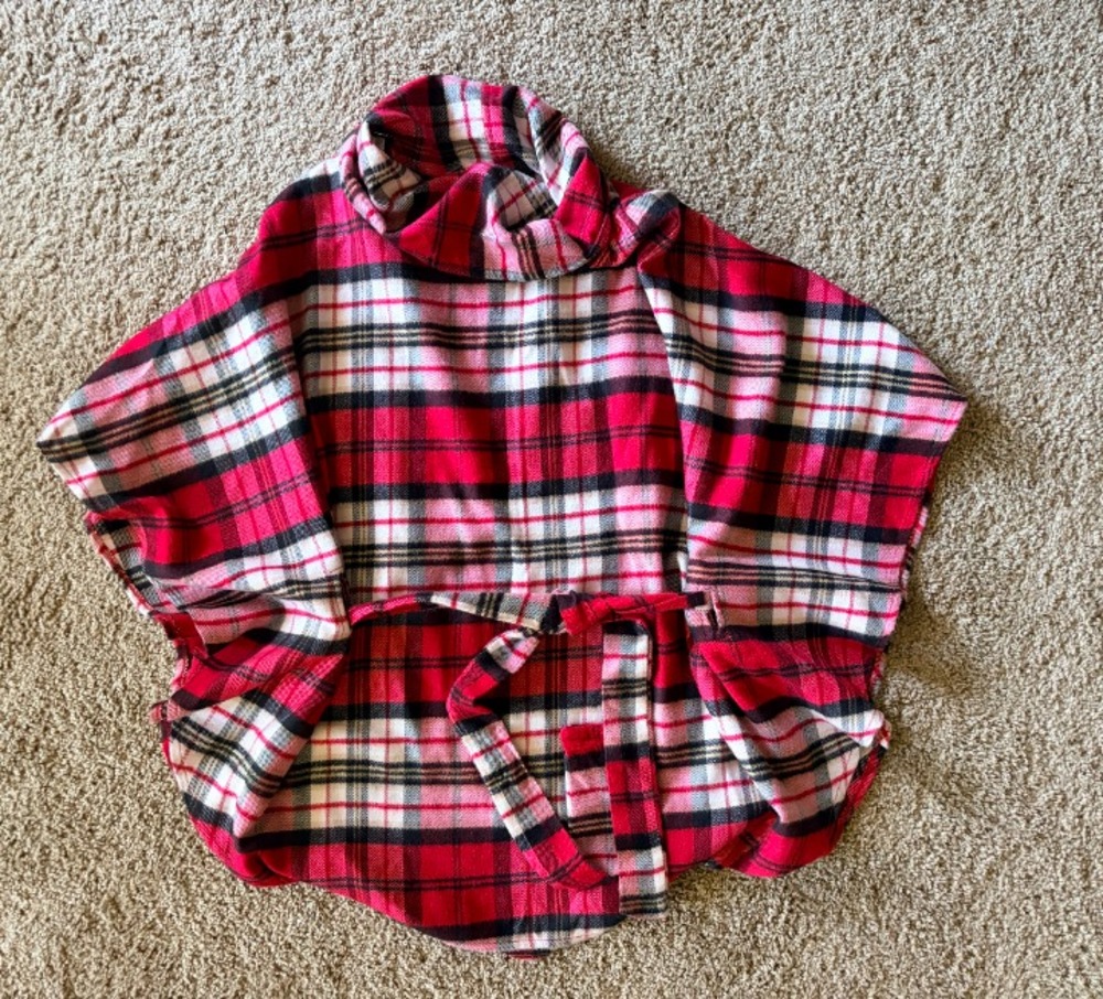 The Royal Standard Plaid Self‑Tie Poncho – One Size